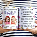 Gift For Mother,Mom - Daughters (Adult),Funny - I'd Walk Through Fire For You Mom - Personalized White Edge-to-Edge Mug