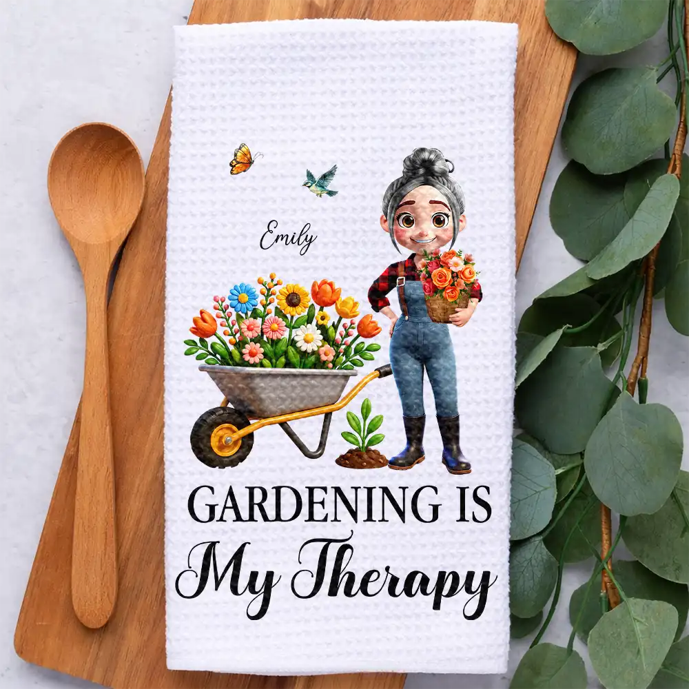 Gardening,Gift For Women,Gift For Men,Happy,Gift For Yourself,Vector,Humorous - I'll Be In My Office - Personalized Kitchen Towel