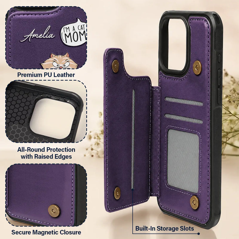 Dog Lovers, Dog Mom, Dog Dad - I'm A Cat Person - Personalized Leather Flip Wallet Phone Case