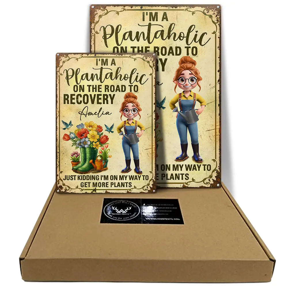 Gardening,Gift For Women - I'm A Plantaholic On The Road To Recovery - Personalized Classic Metal Signs