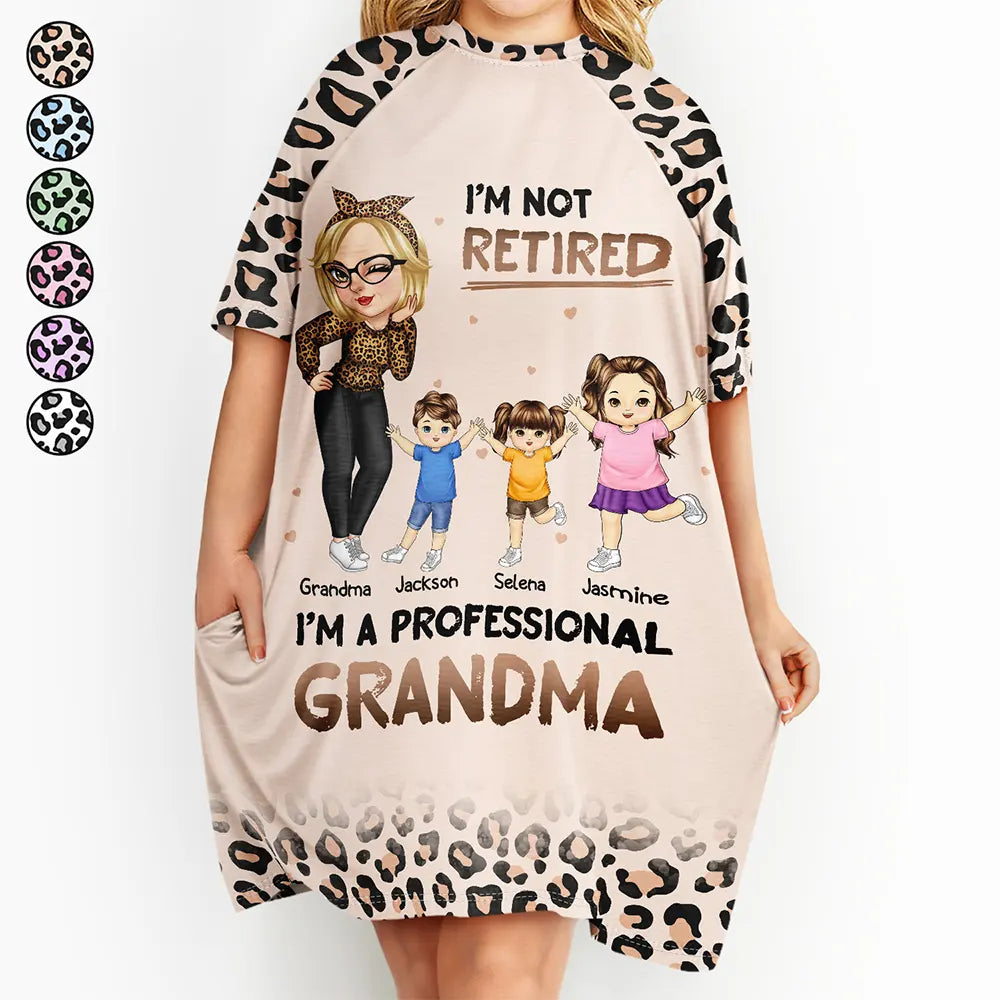 Retirement,Gift For Grandma,Grandma - Grandkids,Happy - I'm A Professional Grandma Retirement Gift - Personalized Women's Sleep Tee