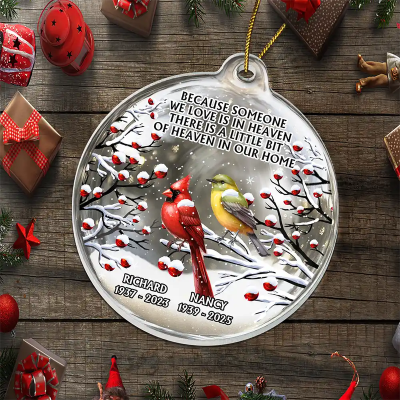 Sad, Memorial, Christmas - I'm Always With You 3D Cardinal - Personalized Custom Shaped Acrylic Ornament