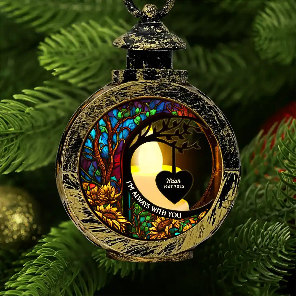 Memorial, Family, Parents, Gift For Grandparents, Sad - I'm Always With You Heart Memorial - Personalized Candlelight Lantern Ornament