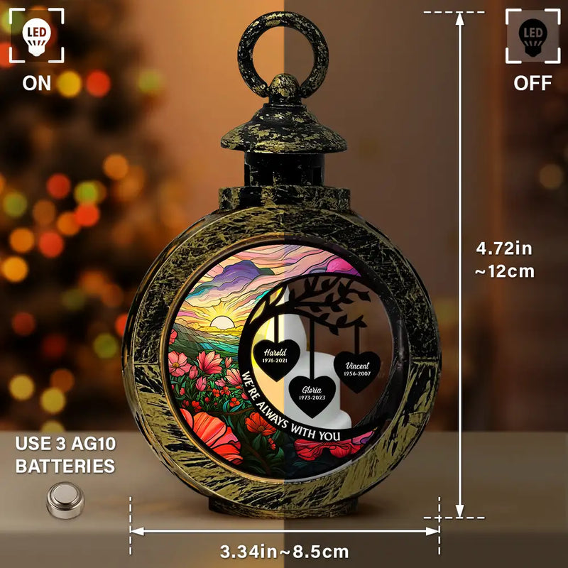 Memorial, Family, Parents, Gift For Grandparents, Sad - I'm Always With You Heart Memorial - Personalized Candlelight Lantern Ornament