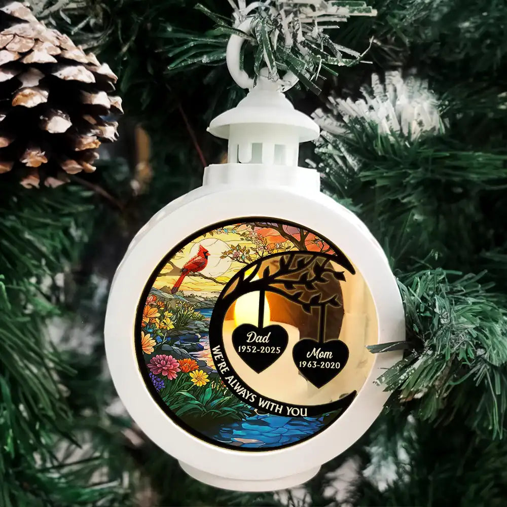 Memorial, Family, Parents, Gift For Grandparents, Sad - I'm Always With You Heart Memorial - Personalized Candlelight Lantern Ornament