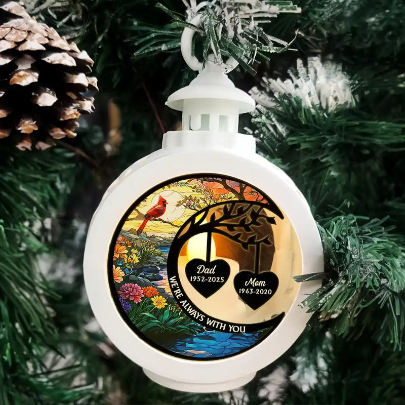 Memorial, Family, Parents, Gift For Grandparents, Sad - I'm Always With You Heart Memorial - Personalized Candlelight Lantern Ornament