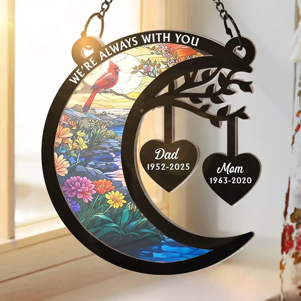 Memorial,Sad,Family,Parents,Gift For Grandparents - I'm Always With You Heart Memorial - Personalized Window Hanging Suncatcher Ornament