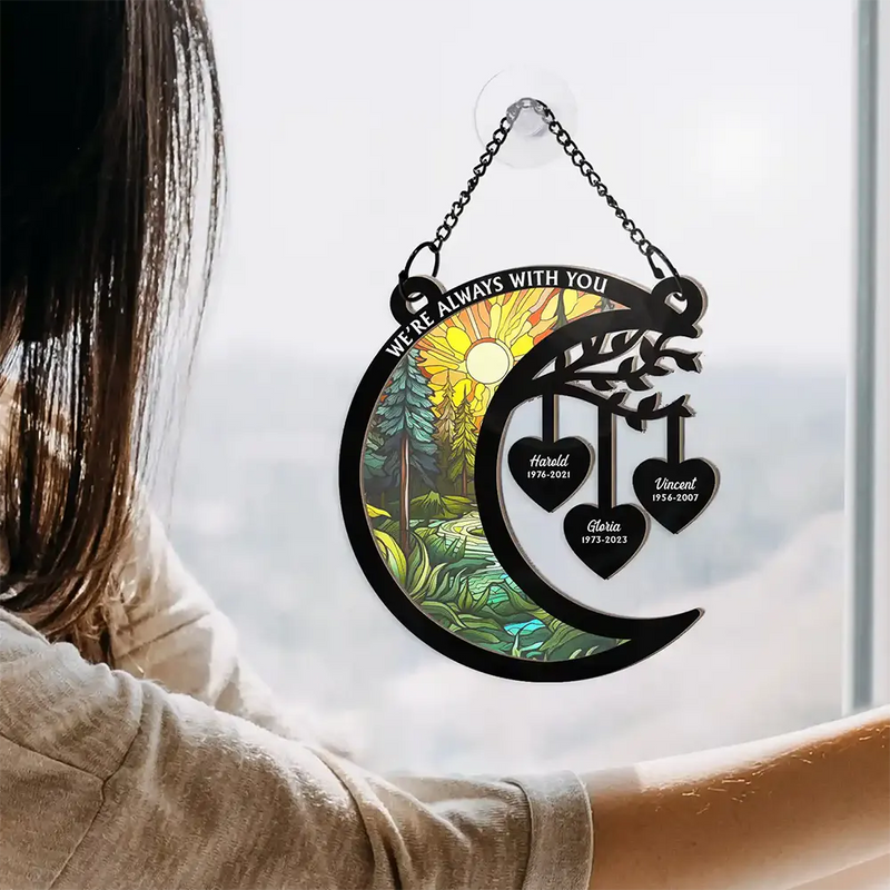 Memorial,Sad,Family,Parents,Gift For Grandparents - I'm Always With You Heart Memorial - Personalized Window Hanging Suncatcher Ornament