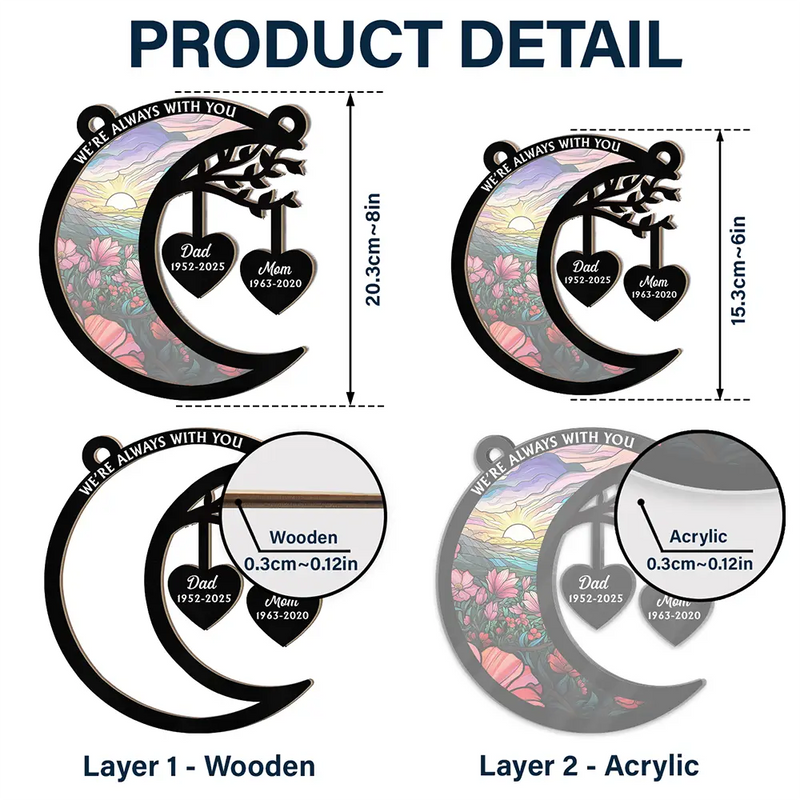 Memorial,Sad,Family,Parents,Gift For Grandparents - I'm Always With You Heart Memorial - Personalized Window Hanging Suncatcher Ornament