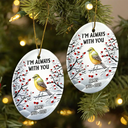 Memorial,Christmas,Sad - I’m Always With You Red Cardinal - Personalized Circle Ceramic Ornament