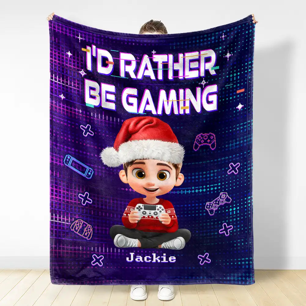 Gift For Kids, Gift For Grandkids, Gift For Son, Happy - I'm Gaming Do Not Disturb - Personalized Fleece Blanket, Sherpa Blanket
