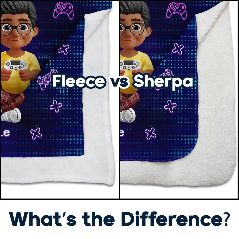 Gift For Kids, Gift For Grandkids, Gift For Son, Happy - I'm Gaming Do Not Disturb - Personalized Fleece Blanket, Sherpa Blanket