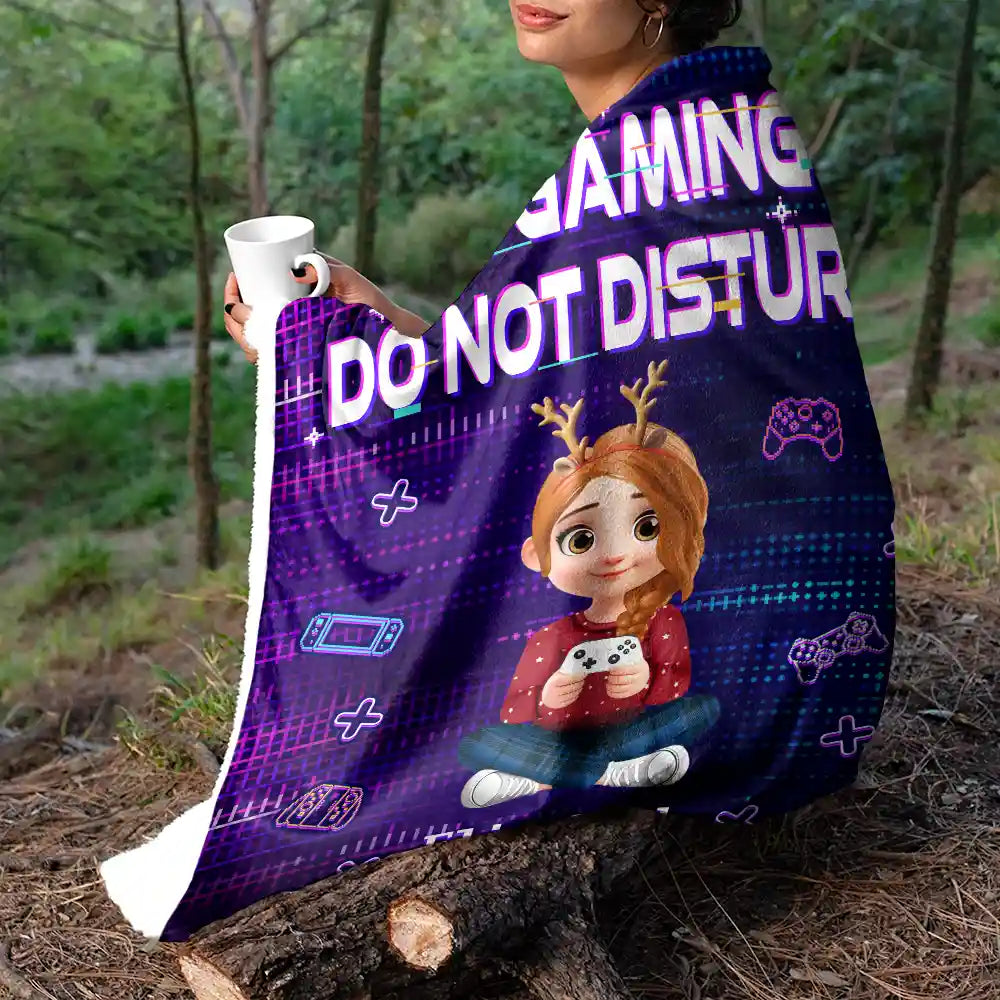 Gift For Kids, Gift For Grandkids, Gift For Son, Happy - I'm Gaming Do Not Disturb - Personalized Fleece Blanket, Sherpa Blanket