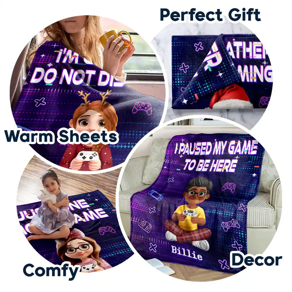 Gift For Kids, Gift For Grandkids, Gift For Son, Happy - I'm Gaming Do Not Disturb - Personalized Fleece Blanket, Sherpa Blanket