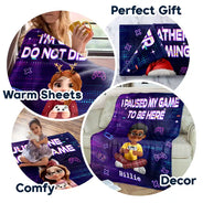 Gift For Kids, Gift For Grandkids, Gift For Son, Happy - I'm Gaming Do Not Disturb - Personalized Fleece Blanket, Sherpa Blanket