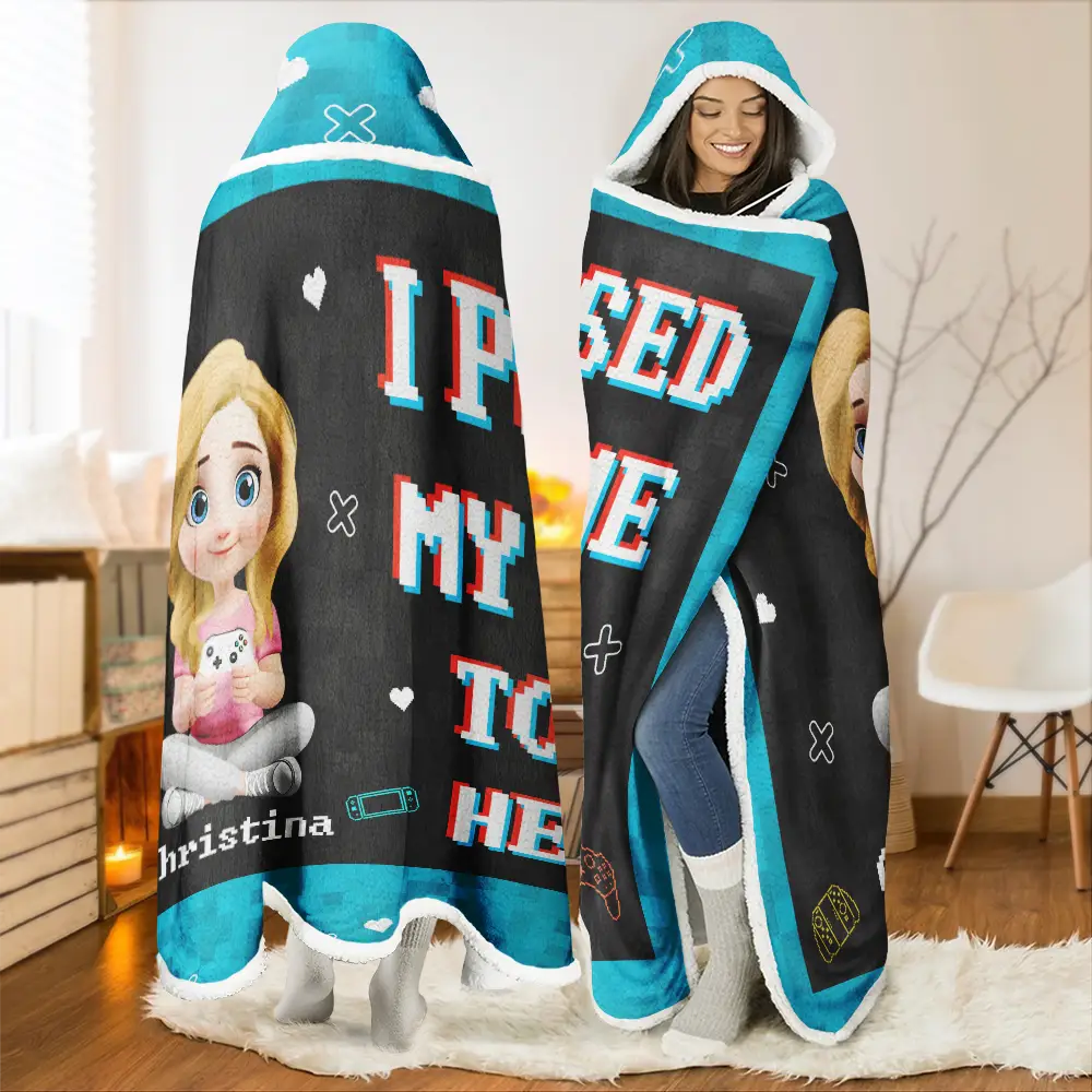Gift For Kids,Gift For Son,Gift For Daughter,Happy,Dog Lovers,Cat Lovers - I'm Gaming Do Not Disturb - Personalized Wearable Hooded Blanket