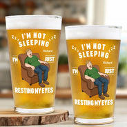 Gift For Father,Gift For Grandpa,Gift For Men,Non-Eng,Vector,Humorous - I'm Just Resting My Eyes - Personalized Beer Glass