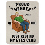Gift For Father,Gift For Grandpa,Gift For Husband,Non-Eng,Vector,Humorous - I'm Just Resting My Eyes - Personalized Fleece Blanket, Sherpa Blanket