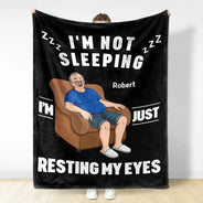 Gift For Father,Gift For Grandpa,Gift For Husband,Non-Eng,Vector,Humorous - I'm Just Resting My Eyes - Personalized Fleece Blanket, Sherpa Blanket
