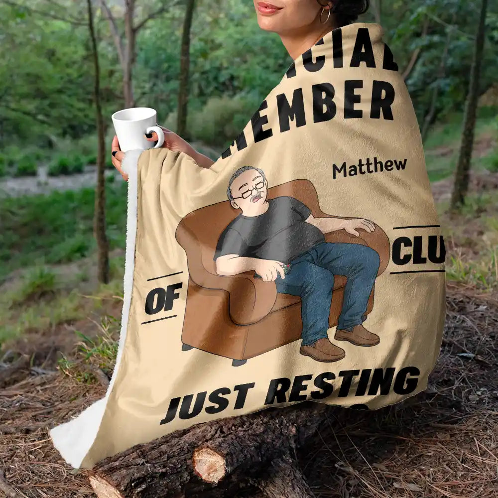 Gift For Father,Gift For Grandpa,Gift For Husband,Non-Eng,Vector,Humorous - I'm Just Resting My Eyes - Personalized Fleece Blanket, Sherpa Blanket