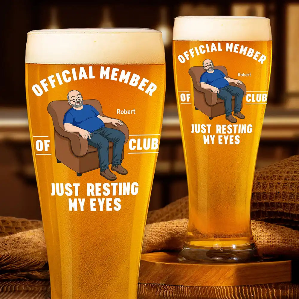 Gift For Father,Gift For Grandpa,Gift For Men,Non-Eng,Vector,Humorous - I'm Just Resting My Eyes - Personalized Pilsner Glass