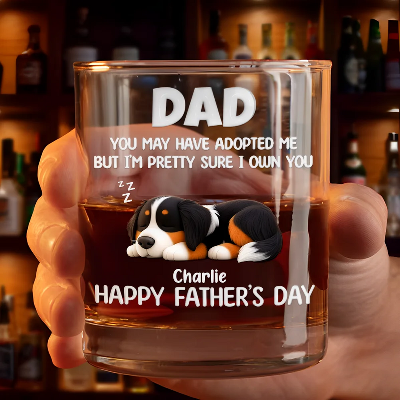 Dog Lovers,Dog Dad,Happy,Pet Lovers,Pet Dad - I'm Pretty Sure I Own You - Personalized Whiskey Glass