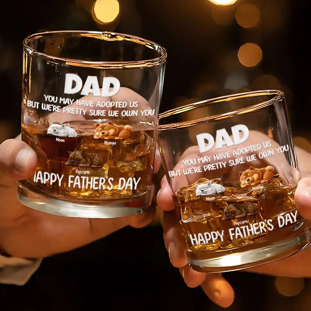 Dog Lovers,Dog Dad,Happy,Pet Lovers,Pet Dad - I'm Pretty Sure I Own You - Personalized Whiskey Glass