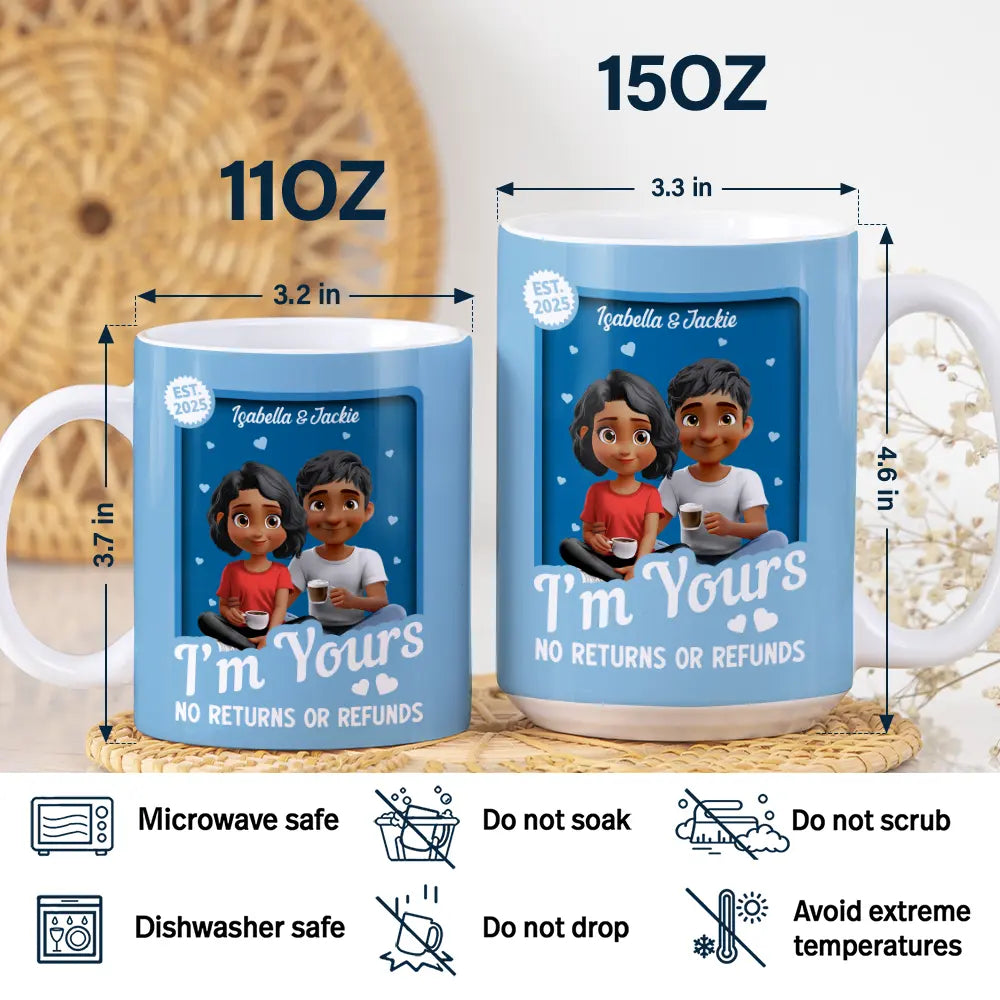 Gift For Couples, Gift For Husband, Gift For Wife, Gift For Boyfriend, Gift For Girlfriend, Love - I'm Yours No Returns Or Refunds Toy Box Couple - Personalized White Edge-to-Edge Mug