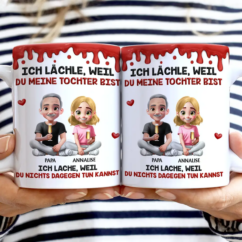 Mom - Daughters (Adult),Mom - Sons,Gift For Women,Gift For Men,Gift For Daughter,Gift For Son,Happy,Non-Eng - Ich Lächle Weil Du Meine Tochter Mein Sohn Bist - Personalisierte Weiße Tasse Mit Rundumdruck