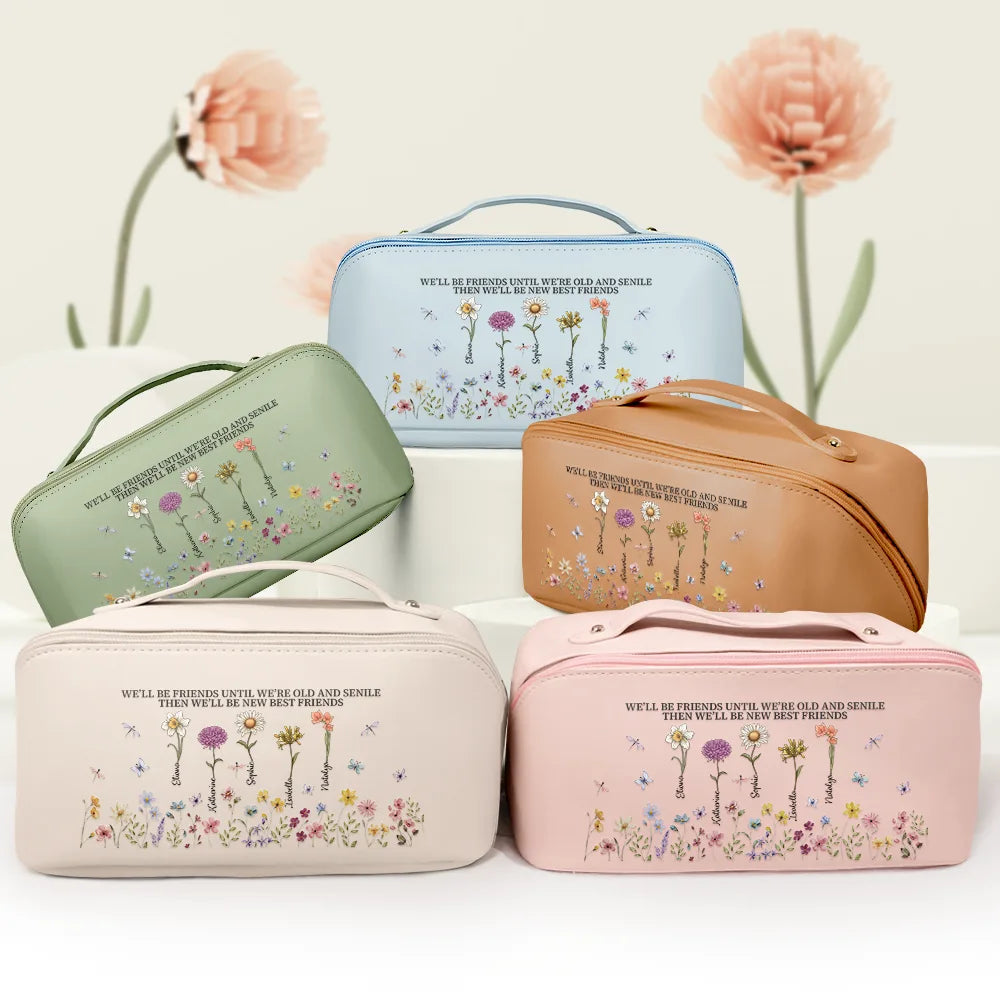 Si mes meilleures sœurs étaient des fleurs, je te choisirais - Trousse de maquillage en cuir personnalisée