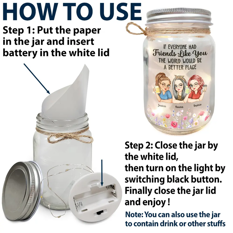 Gift For Women, Gift For Bestie, Christmas, Happy - If Everyone Had A Friend Like You - Personalized Mason Jar Light