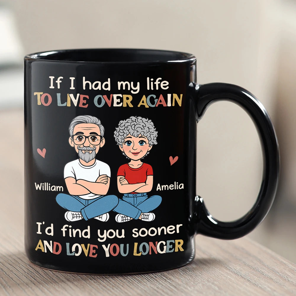 Gift For Couples,Gift For Husband,Gift For Boyfriend,Gift For Men,Old Couples,Love - If I Had My Life To Live Over Again Retro Couple - Personalized Mug