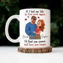 Gift For Couples,Old Couples,Gift For Husband,Gift For Wife,Love - If I Had My Life to Live Over Again Hugging Couple - Personalized Mug