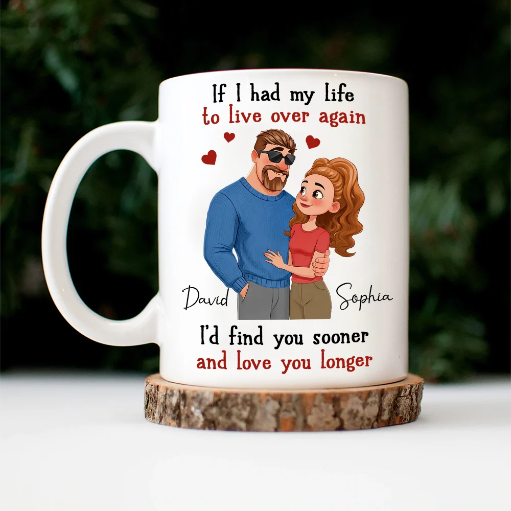 Gift For Couples,Old Couples,Gift For Husband,Gift For Wife,Love - If I Had My Life to Live Over Again Hugging Couple - Personalized Mug