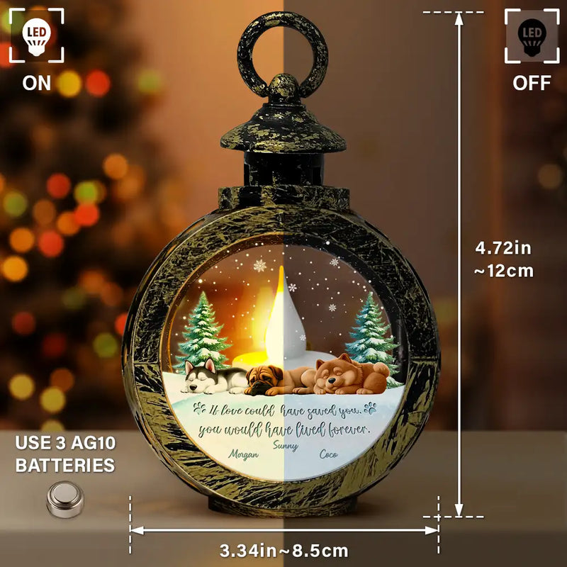 Sad, Christmas, Memorial, Dog Lovers - If Love Could Have Saved You - Personalized Candlelight Lantern Ornament