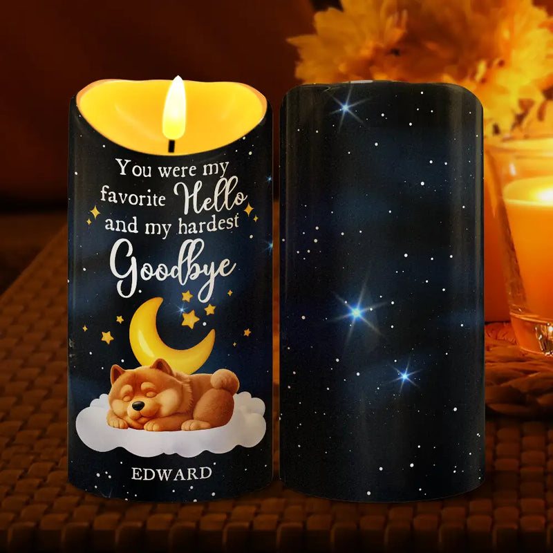 Dog Lovers,Dog Mom,Dog Dad,Gift For Women,Gift For Men,Christmas,Sad - If Love Could Have Saved You Memorial Dog Sleeping - Personalized Flameless LED Candle
