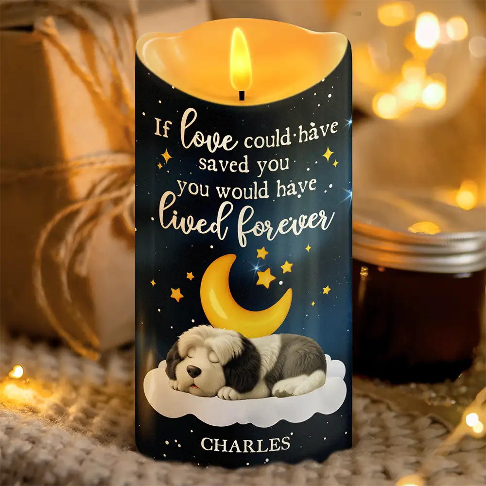 If Love Could Have Saved You Memorial Dog Sleeping - Personalized Flameless LED Candle