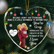 Love,Gift For Couples,Gift For Husband,Gift For Wife,Gift For Boyfriend,Gift For Girlfriend,Christmas - In Case I Don't Say It Enough 3D Kissing Couples - Personalized Heart Shaped Glass Ornament