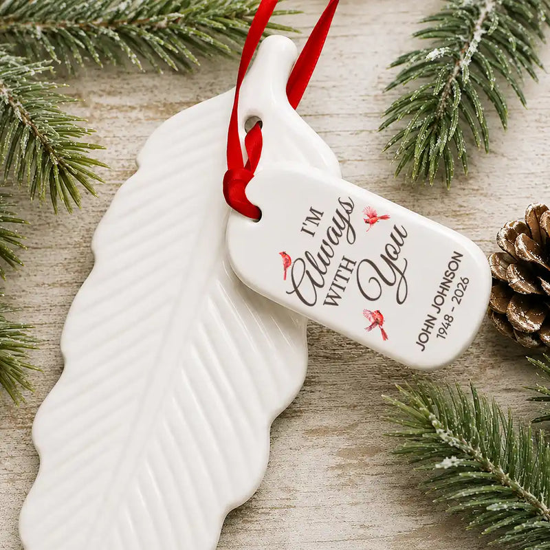 Memorial Loved One,Healing,Christmas,Family,Memorial,Custom Text - In Loving Memory Christmas Sympathy Gift - Personalized Feather Ornament