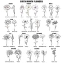 Croquis de fleurs du mois de naissance : une fille fleurit là où vous êtes planté - Ensemble de stylos en bois personnalisés