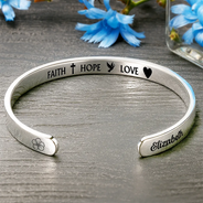 Christian,Gift For Yourself - Inspirational Faith Hope Love Christian - Personalized Bangle Bracelet Cuff