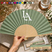 Grateful,Gift For Bestie,Wedding,Intertwined Monogram - Intertwined Monogram Initial Couple Name - Personalized Hand Folding Fans