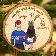 Christmas, Gift For Couples, Gift For Husband, Gift For Wife, Happy - It Started With A Message Online Dating Couple - Personalized Custom Shaped Wooden Ornament