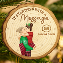 Christmas, Gift For Couples, Gift For Husband, Gift For Wife, Gift For Boyfriend, Gift For Girlfriend, Happy - It Started With A Message Online Dating Couple Side View - Personalized Custom Shaped Wooden Ornament