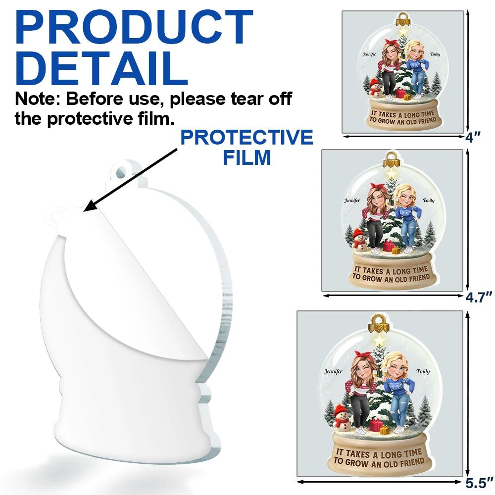 Christmas, Top Market, Gift For Bestie, Old Best friends, Happy - It Takes A Long Time To Grow An Old Friend - Personalized Custom Shaped Acrylic Ornament