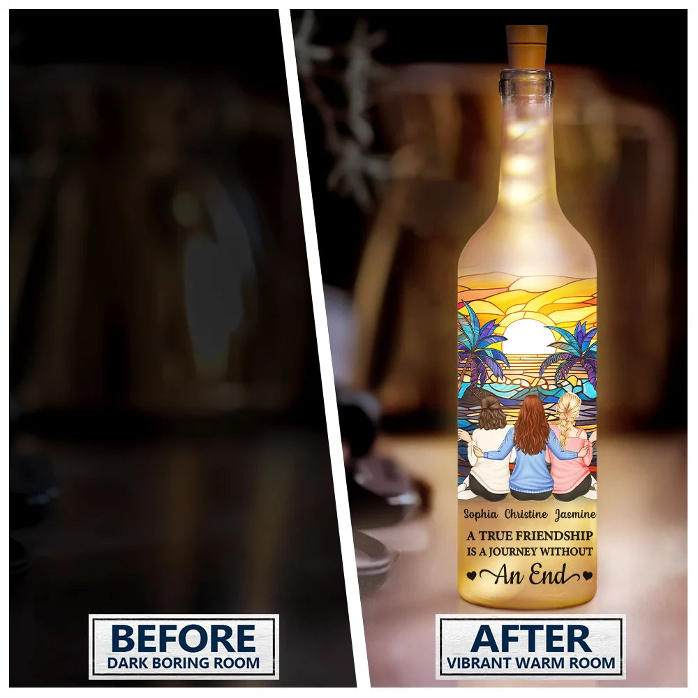 Gift For Bestie,Old Best friends,Happy - It Takes A Long Time To Grow An Old Friend Starry Night - Personalized Bottle Light