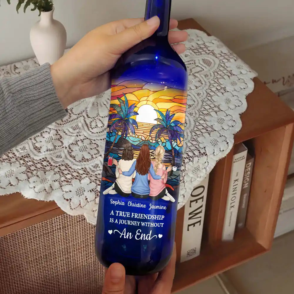 Gift For Bestie,Old Best friends,Happy - It Takes A Long Time To Grow An Old Friend Starry Night - Personalized Bottle Light