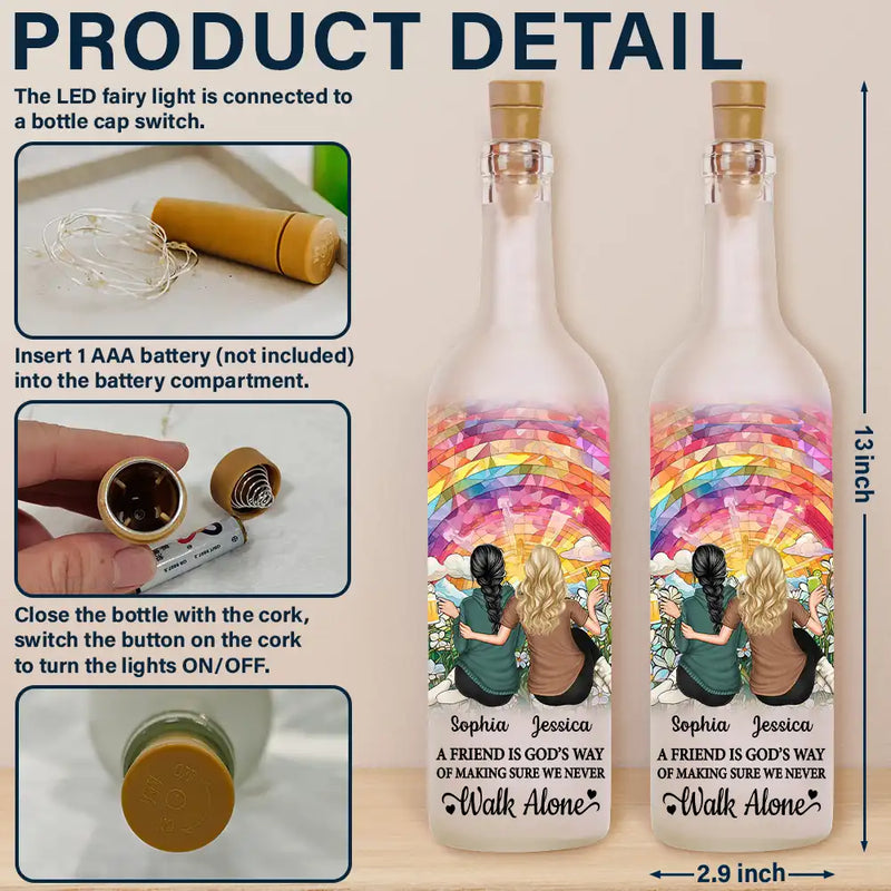 Gift For Bestie,Old Best friends,Happy - It Takes A Long Time To Grow An Old Friend Starry Night - Personalized Bottle Light