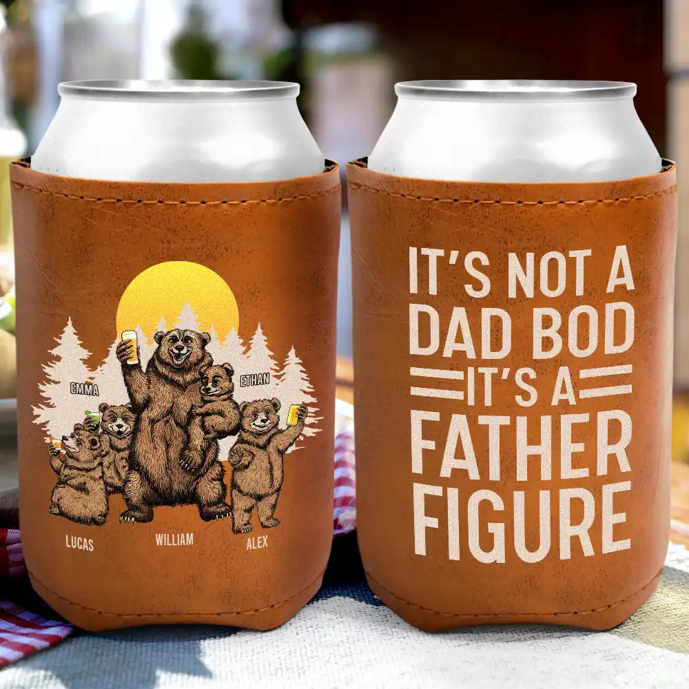 Gift For Father - It's Not A Dad Bod - Personalized Leather Can Cooler