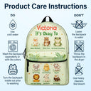 Gift For Kids, Back To School - It's Okay To Animals - Personalized Canvas Backpack